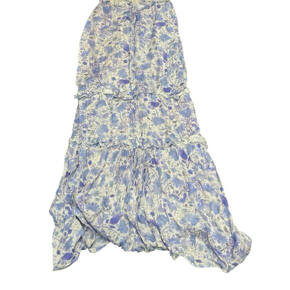ASTR the Label Cassis Floral Ruffle Maxi Dress Light Blue Cutout XS Boho - Picture 9 of 13